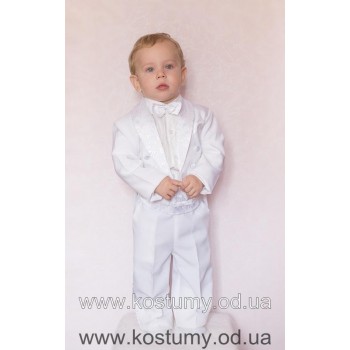 Фрачный костюм белый, фрачный костюм на годик, костюм на крестины, костюм на годик